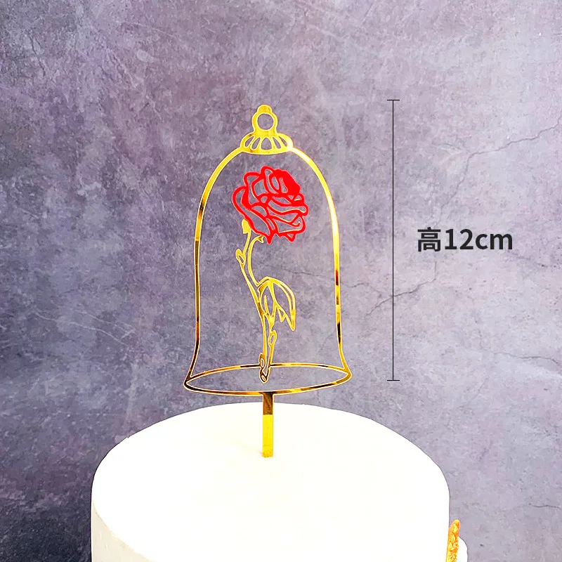 

Новинка, топпер для торта в виде розы на День святого Валентина, топпер для торта на свадьбу, флаги для торта на День святого Валентина, сваде...