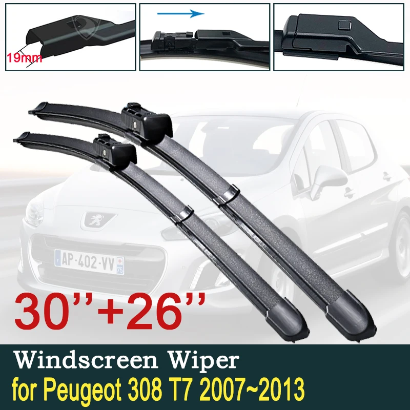 

for Peugeot 308 308SW 308CC MK1 T7 2007~2013 Car Wiper Blades Front Windscreen Wipers Car Accessories 2008 2009 2010 2011 2012