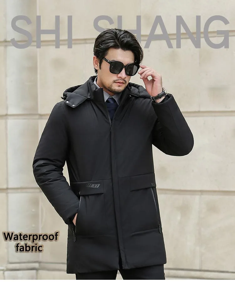 New Winter Down Jacket Male High Quality Waterproof Thick Warm Long Cotton Coat Male Detachable Cap Winter Parkas