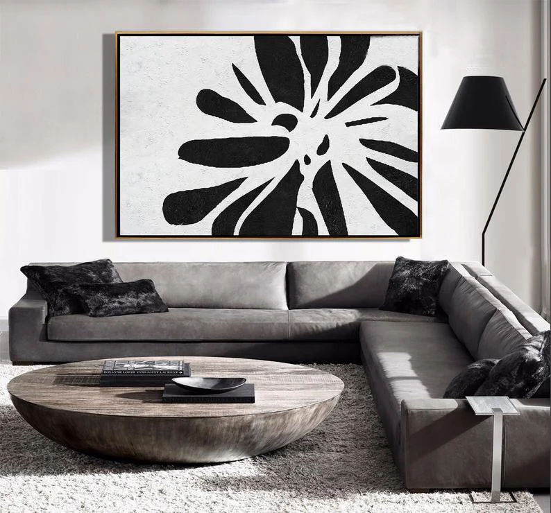 Абстрактная цветочная картина горизонтальная большая настенная живопись на