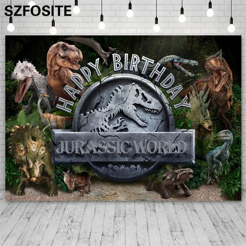 

Виниловый фон для фотосъемки мальчиков с изображением леса динозавра парка Юрского периода