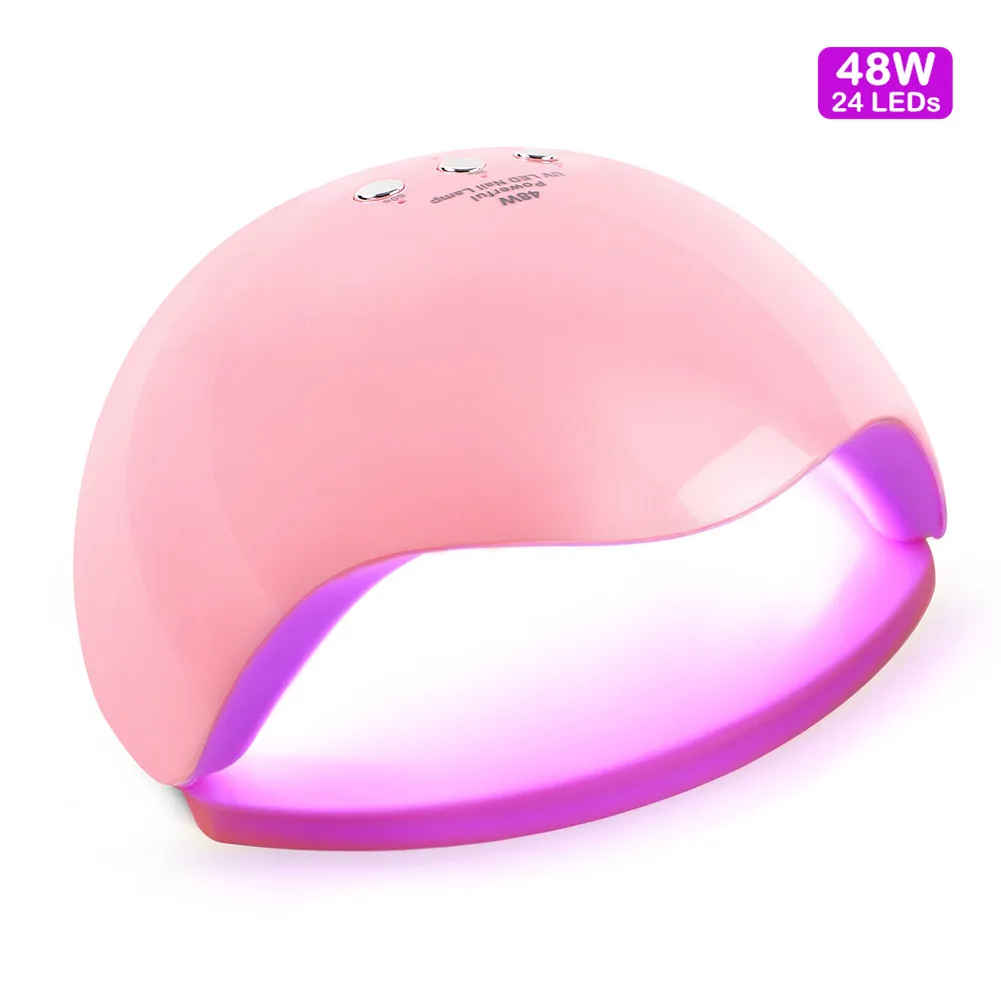 48W 24LEDS Pink 24/36/80 Вт УФ светодиодная лампа для ногтей Сушилка для ногтей гель лак 12/36 СИД УФ лампа для ногтей машина для отверждения 60 s/120 s таймер разъем USB - Цвет: 48W 24LEDS Pink