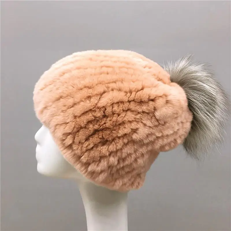 Шапка женская мода зима кроличий мех новая Дикая мода Корейская версия лисы меховые наушники Велоспорт теплый Молодежный простой - Цвет: Оранжевый