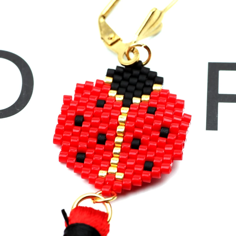 FAIRYWOO ручной работы божья коровка мультфильм Красная кисточки серьги удачи