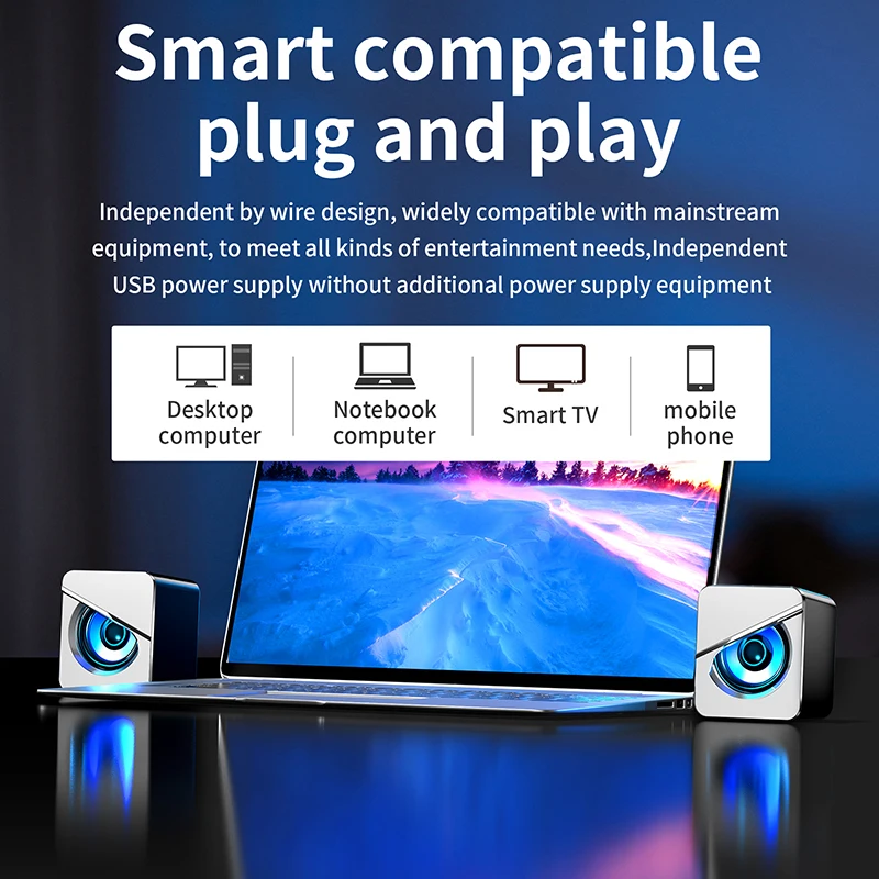 Мини-Колонка компьютерная Проводная с поддержкой USB и Bluetooth | Электроника