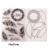 feather wreath stamps and dies set new arrivals 2021 metal cutting dies scrapbooking craft dies cuts cards stencils cards