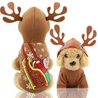 1PUOUPUOU, забавная одежда для домашних питомцев, рождественское пальто для собак, куртка, милая одежда для маленьких собак, одежда для маленьких собак, утепленная одежда с оленями для щенков