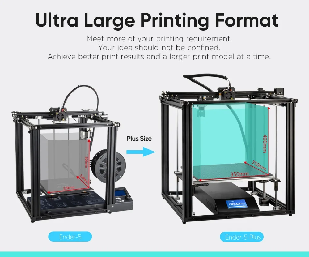 Ender-5 Plus 3D Принтер Высокоточный большой размер 350*350*400 принтер 3D Автоматическое выравнивание, двойная ось Z отключение питания восстановление Creality 3D