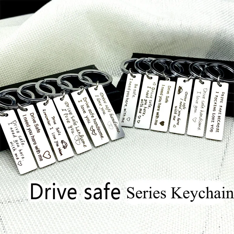 Stainless Steel Keychain with Drive Safe I Need You Here Me Engraved Letters Gifts for Best Friends bff Boyfriend Parents | Украшения и
