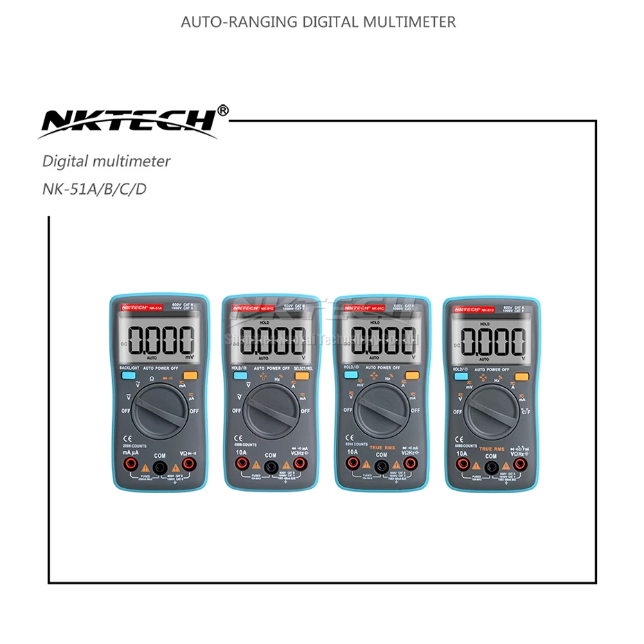 NKTECH Цифровой мультиметр карман NK-51A NK-51B NK-51C NK-51D истинного среднеквадратичного значения переменного тока Амперметр Вольтметр переменного тока постоянного тока Гц Ом Температура Электрический тестер