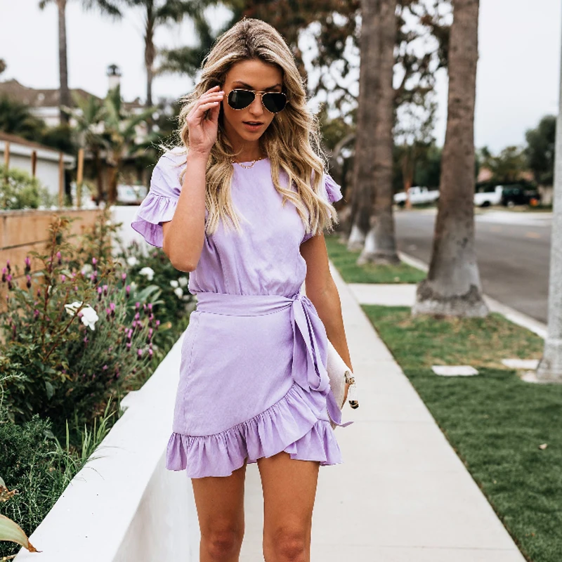 

European and American women's wear, ruffled irregular skirt, loose dress