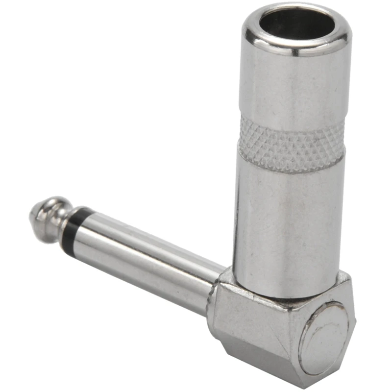 

10 Pack 6.3mm TS Right Angle MONO Phone Plug Cord Connector Cable Jack & 6 Pcs Electric Guitar Spring and Screws Silver