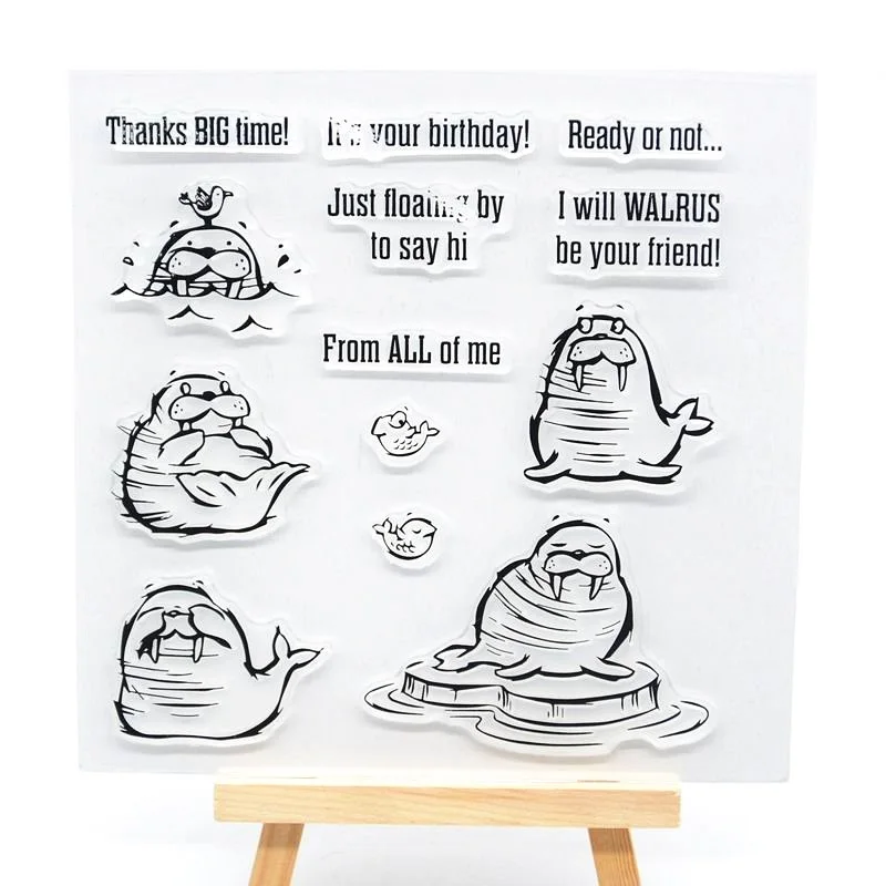 Прозрачная резиновая печать на английском и анимальном языках для оформления