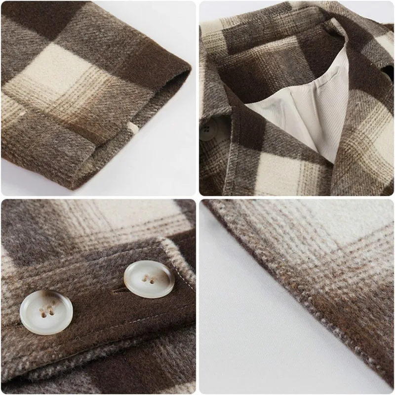 

Autumn and winter new design sense niche loose retro suit collar jacket jacket fashion British Hepburn style woolen women trend
