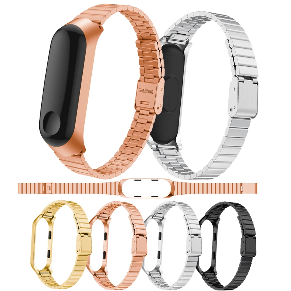 Для Xiaomi mi Band 3/4 браслет 4 металлический из нержавеющей стали ремешок для