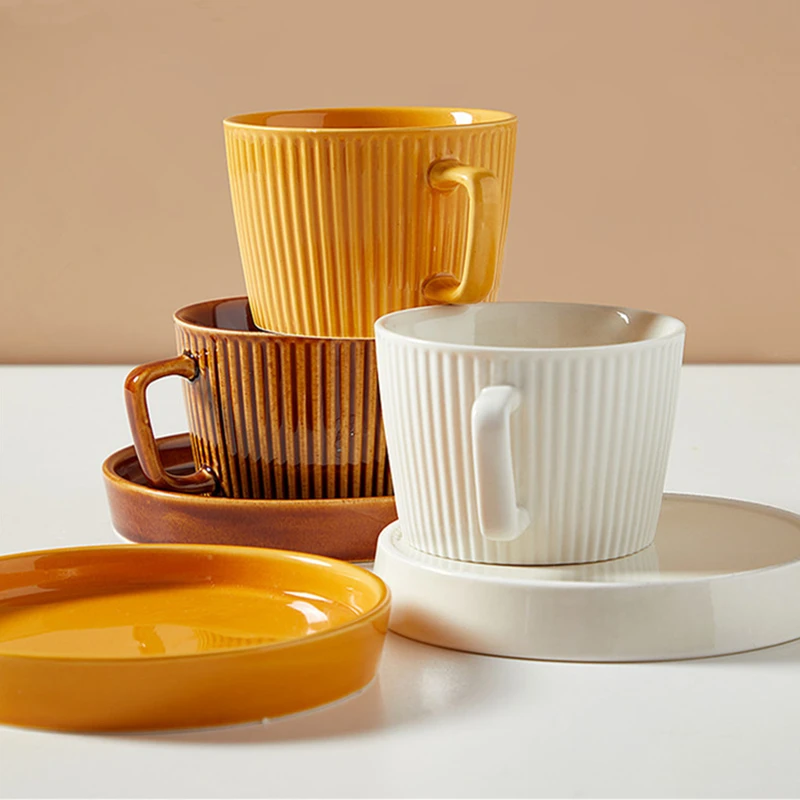 

Nordic Ceramic White Vintage Coffee Cup Reusable Saucer Retro Tea Cup Elegant Set of Cups Milk Water Teacup Home Decor