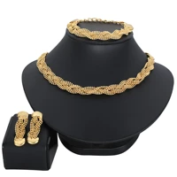 new design necklace set trend african jewelry sets for women necklace and earing bracelet dubai gold color wedding party bridal