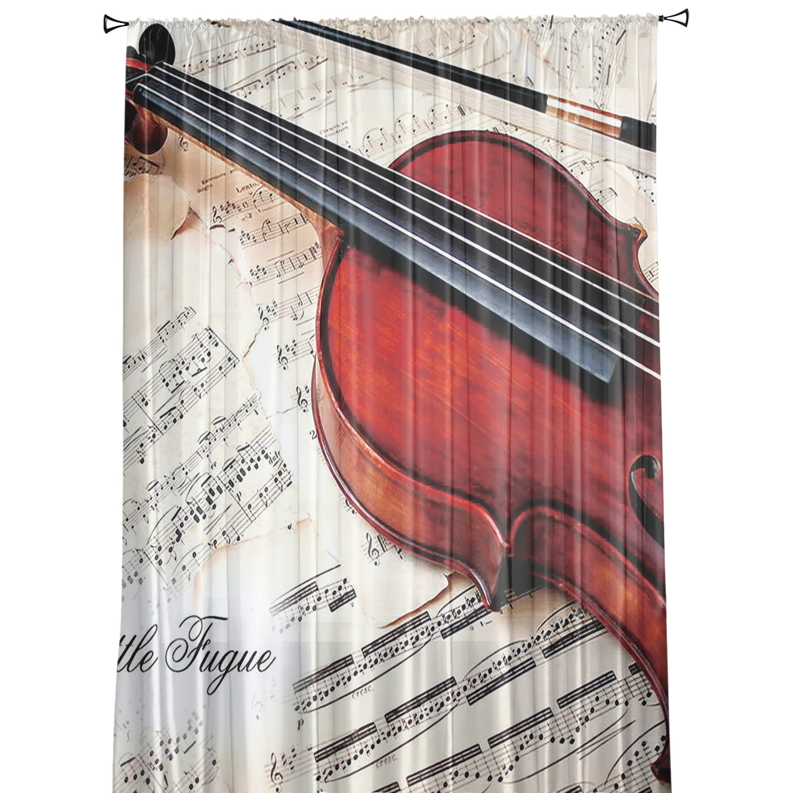 Скрипка на листе музыкальная оконная занавеска Современная драпировка для