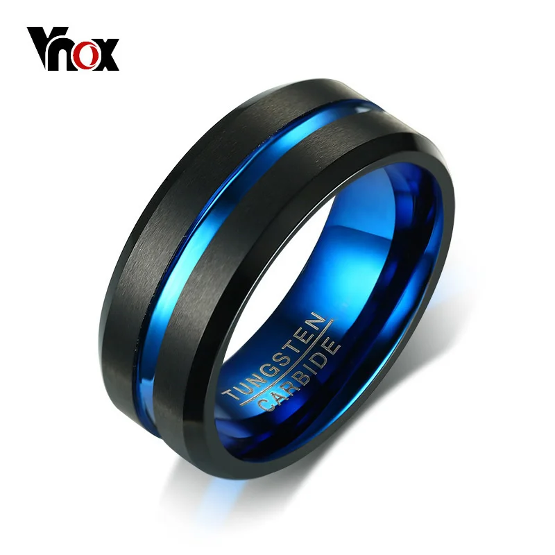 

Vnox 8mm Tungsten Carbide Men Ring Wedding Band Interface Black Matt Surface Classic Male Jewelry Anniversary Gift