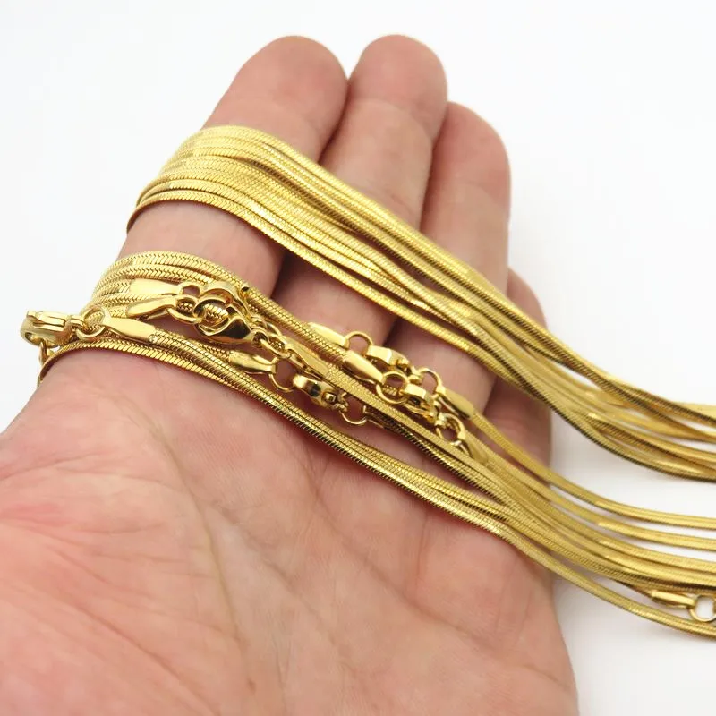 10 шт. 2 мм плоская змея из нержавеющей стали женская модная Подарочная бижутерия |