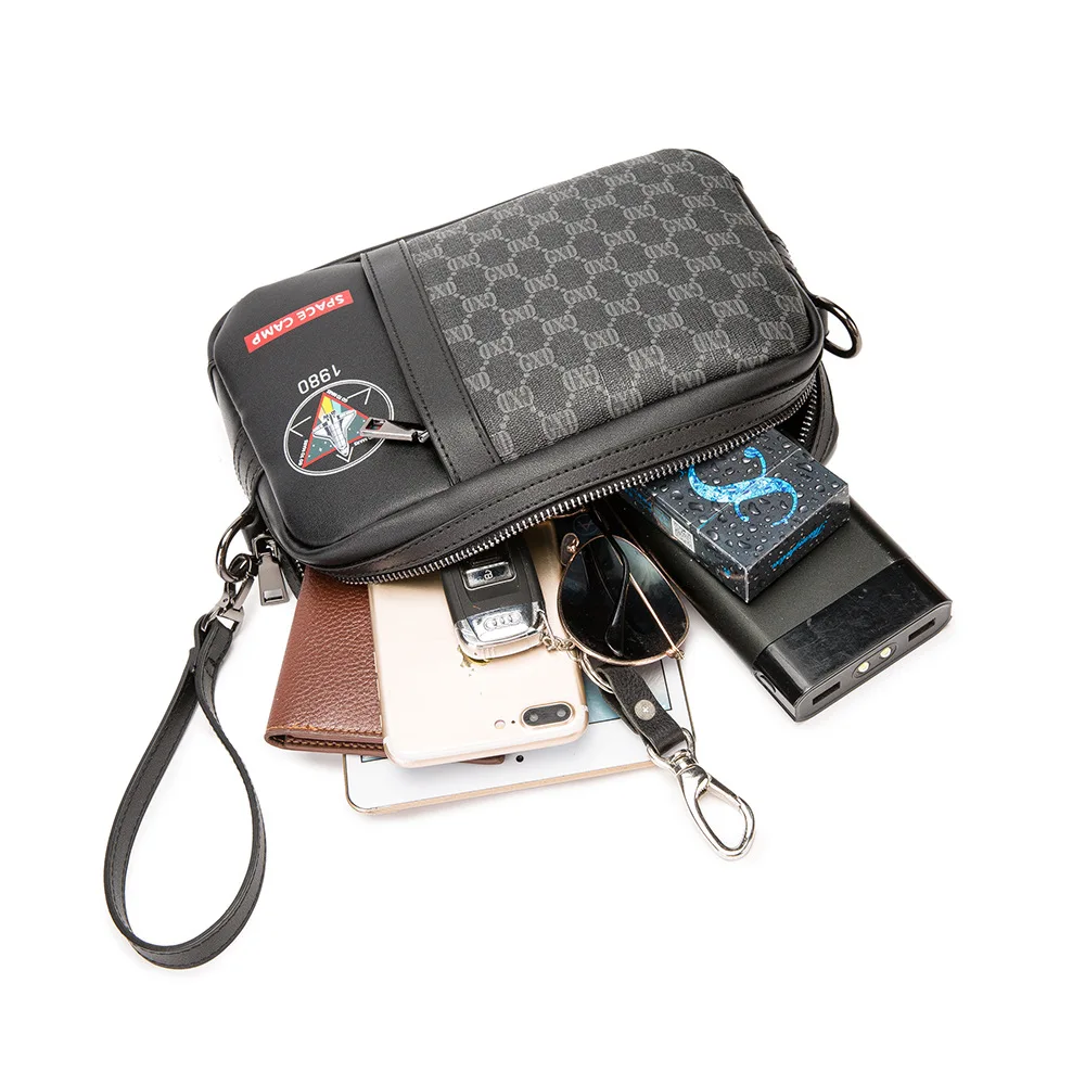 

Leather Luxury Handbag Fashion Plaid Designer Men Shoulder/crossbody Bag Men's Sling Messenger Tote Bag Male Flap Bolso Hombre