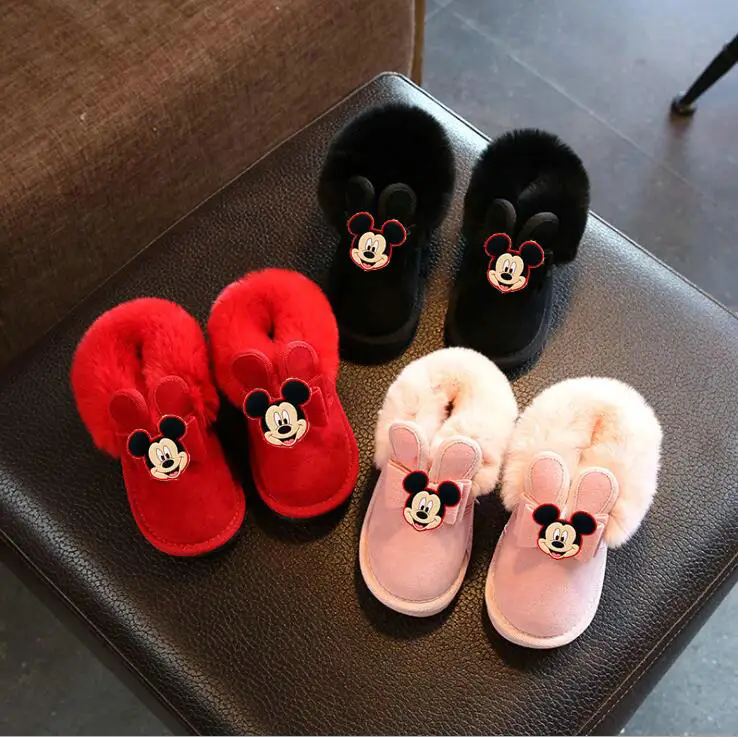 Зимние ботинки для маленьких девочек с Минни зимняя детская обувь принцессы