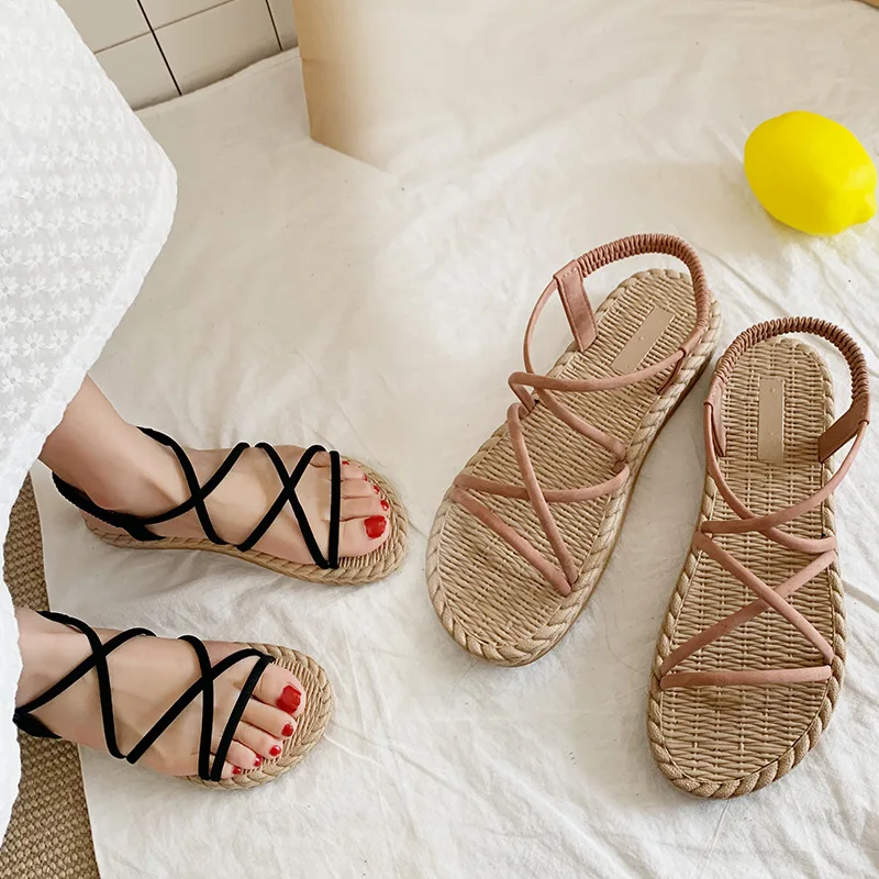 Сандалии GRITION женские с перекрестной шнуровкой повседневные босоножки на