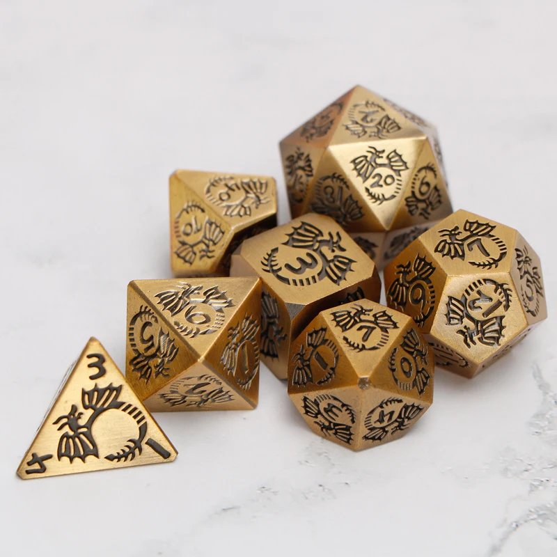 

Metal Dnd Dice Set Dungeon And Dragon D And D RPG MTG Polyhedral D&D 20 Sided Role Playing Brown 7PCS D20 D12 D10 D8 D6 D4