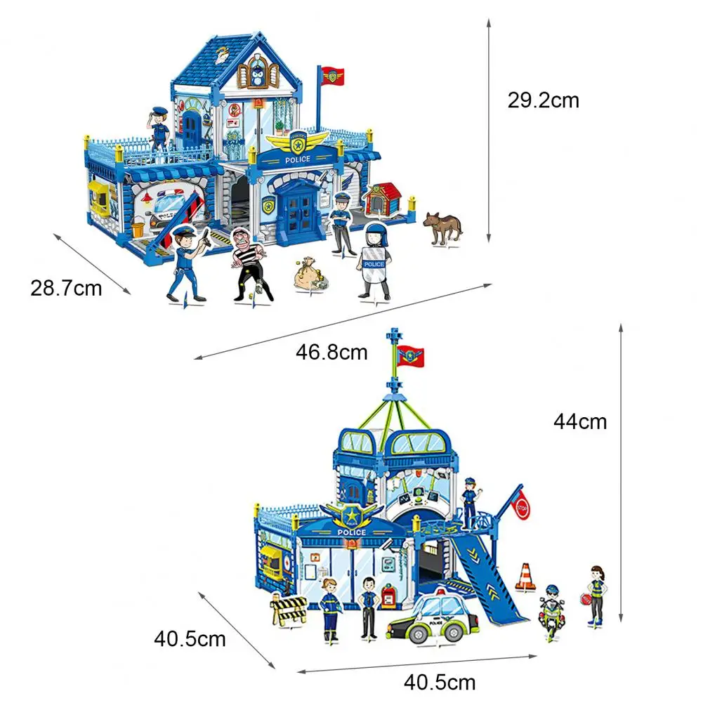 

2021 New Jigsaw Police Station Model Self Assembly Toy DIY Painting Coloring 3D Puzzle for Children Parent-child Game Props