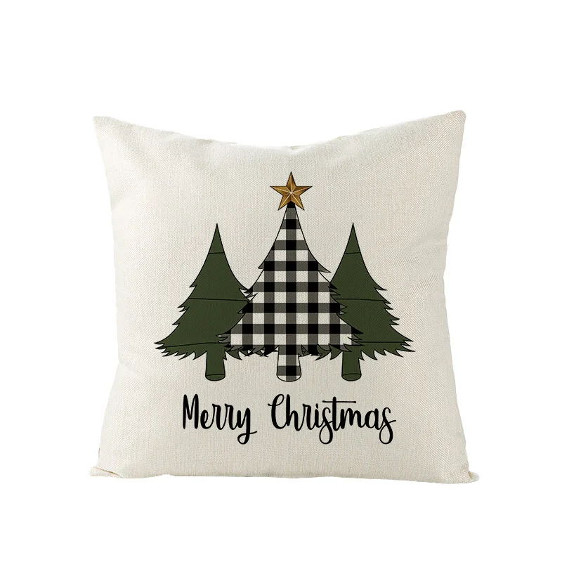 

1Pcs Christmas Deer Alphabet Black Red Plaid Pattern Cotton Linen Throw Cushion Cover Car Home Sofa Decorative Pillowcase 40667