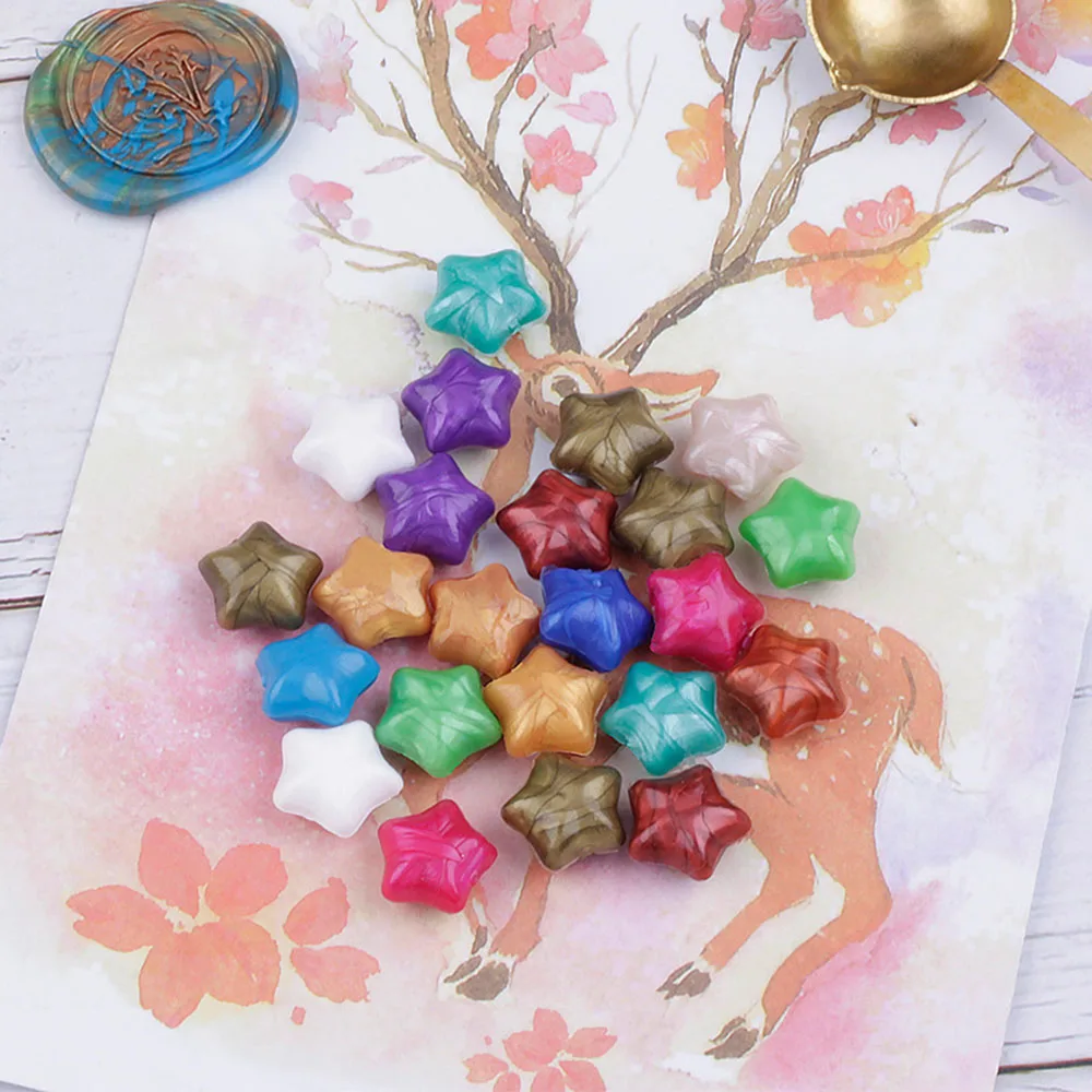 90pcs Multicolor Five-pointed Star Sealing Wax Beads Seal Stamps for Envelopes Wedding Birthday Party Invitations DIY Craft | Канцтовары