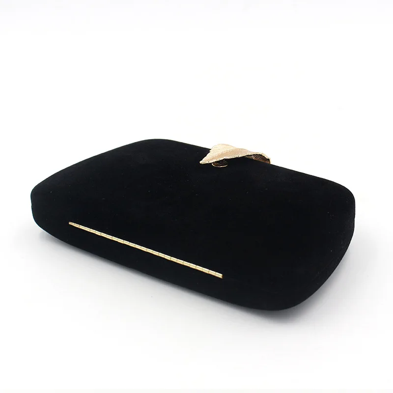 

Fashion Velvet Surface Solid Color Banquet Bag One-shoulder Chain Diagonal Bag Leaf-shaped Buckle Evening Bag Ladies Handbags