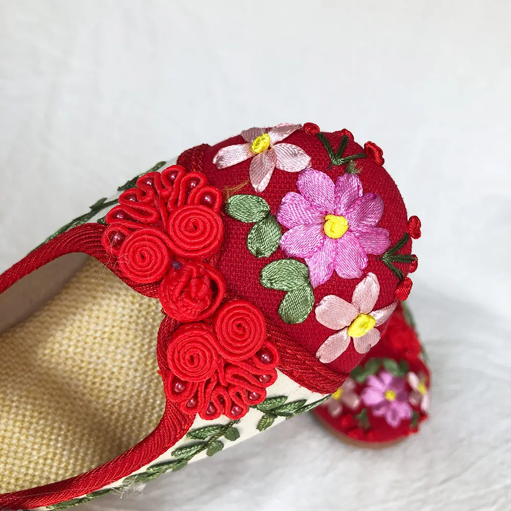 Veowalk Chinese Lucky Knot 2-15 Years Girls Cotton Embroidered Flat Shoes Instep Strap Kids Children Teenager School Ballets | Детская