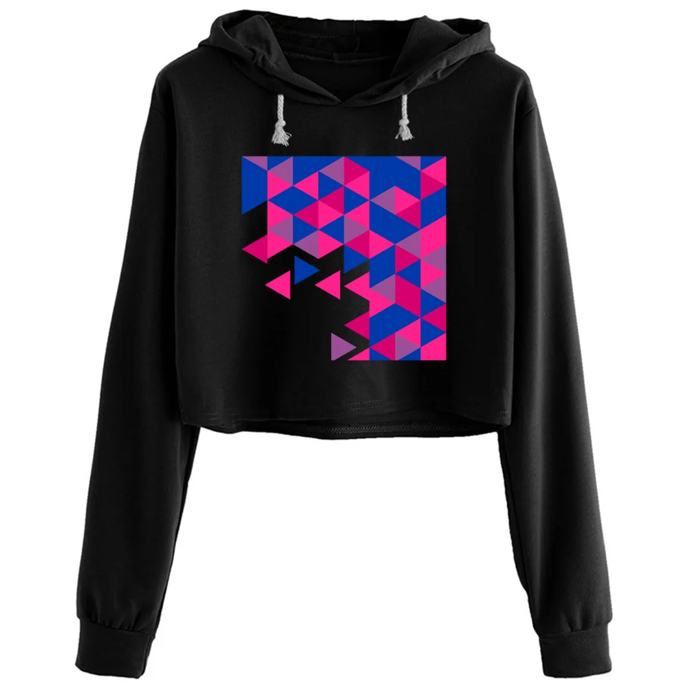 

Bisexual Pride Crop Hoodies Women Emo Aesthetic Kpop Korean Pullover For Girls