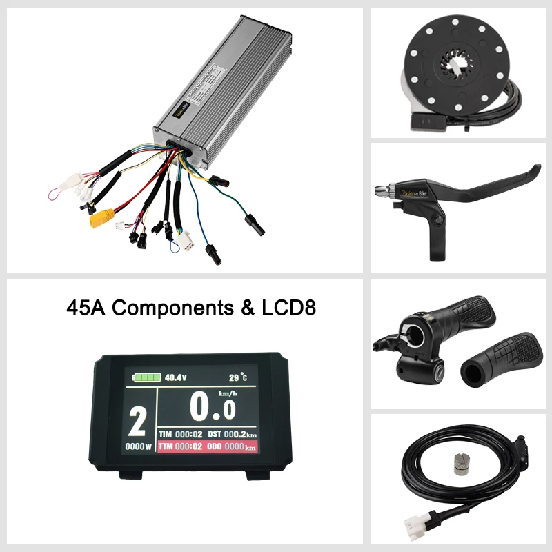 Pasion контроллер электровелосипеда 48 В бесщеточный 18 Mosfet DC контроллер синусоидальных колебаний Электрический велосипед 45A контроллер KT ЖК-дисплей компонент - Цвет: 45A-Kit-LCD8