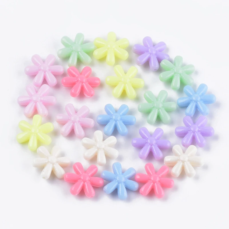 

200pcs Cute Acrylic Beads Spacer Beads Flower Heart Mixed Color for Jewelry Making DIY Bracelet Necklace Accessories Finding