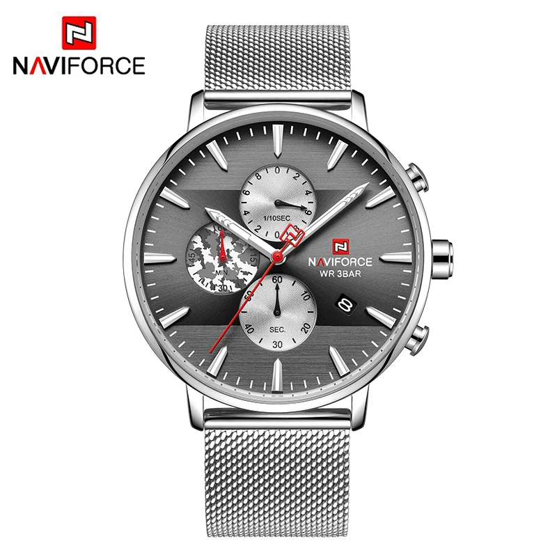 SB NAVIFORCE, мужские часы, лучший бренд, модные, Роскошные, нержавеющая сталь, хронограф, спортивные, водонепроницаемые, кварцевые, мужские часы, Relogio Masculino - Цвет: SB