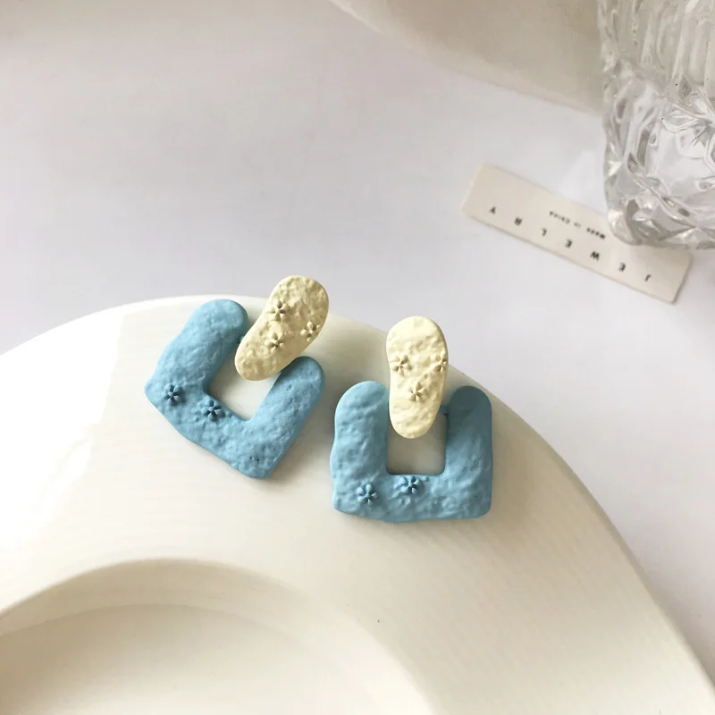 

Carved Colorful Geometric Irregular Cute Earrings Hyperbole Big Indian Earrings