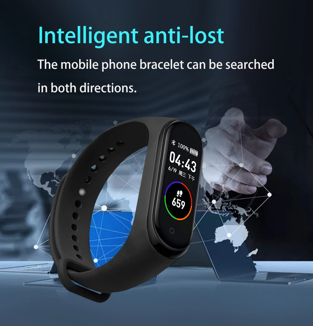 Умный Фитнес-браслет M4 трекер Водонепроницаемый Шагомер артериальное давление