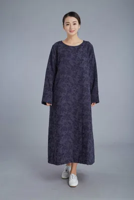 

Жаккардовое свободное платье из хлопка и льна в стиле ретро