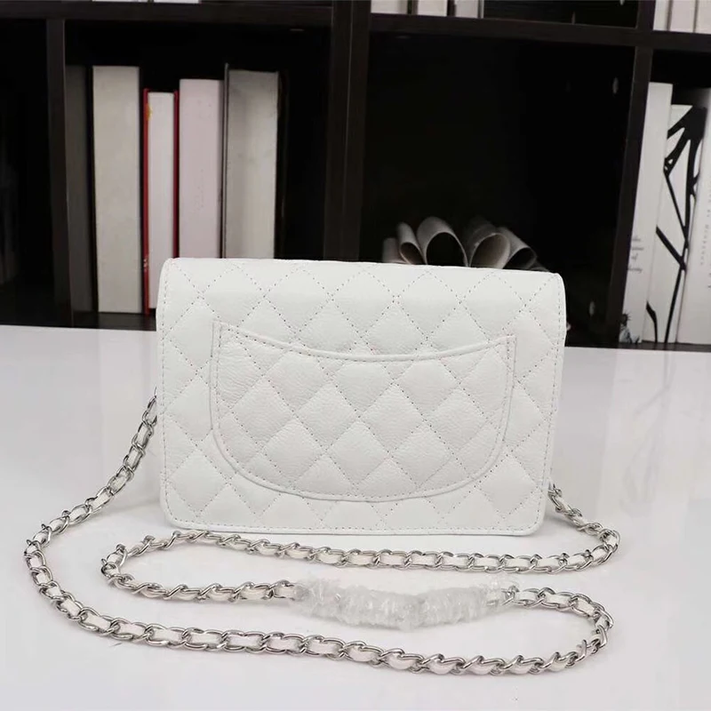 

Fashion Luxury Brand Real Leather Messenger Bag High Quality Caviar Shoulder Bag For Women Chain Small Square Bag