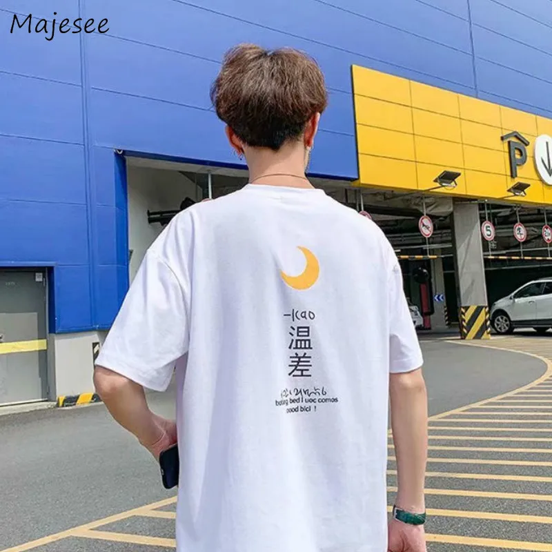

Men Short Sleeve T-shirts All-match Korean Style Printed Harajuku Streetwear Casual Students Fashion Leisure Daily Ulzzang Retro