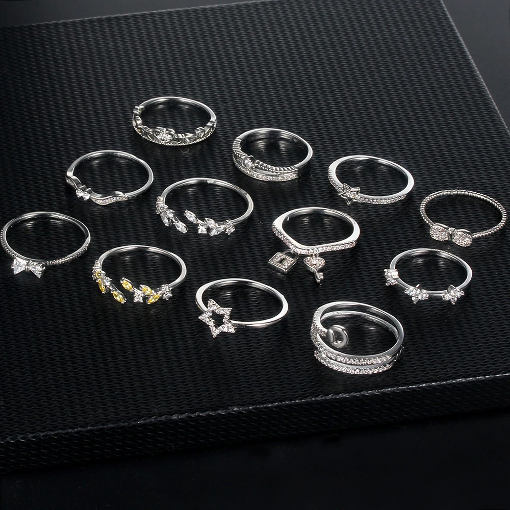 Женские кольца с серебряным покрытием фианитом для пар Модные Простые Кольца