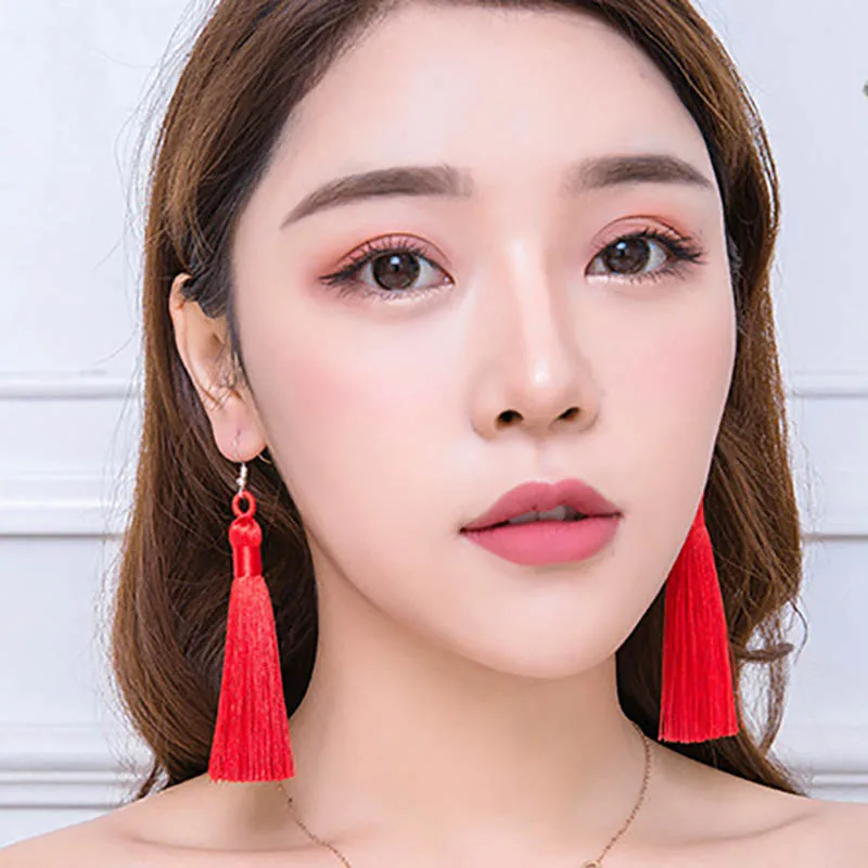 BTWGL модные богемные длинные серьги с кисточками из сплава белые красные ледяные