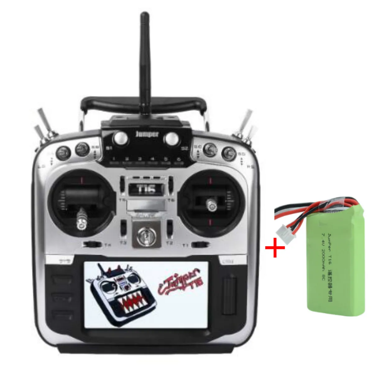 Mode 2 w battery Jumper T16 pro T16 Plus Hall Gimbal с открытым исходным кодом мультипротокол радиопередатчик JP4-in-1 радиочастотный модуль 2,4G 16CH пульт дистанционного управления - Цвет: Mode 2 w battery