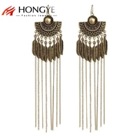 vintage feather earrings feather leaves chain tassel dangling long drop earrings femme 2020 hot sale gift