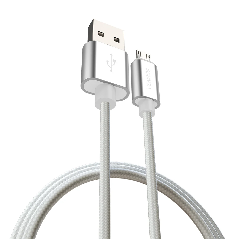 Silver Быстрая зарядка USB кабели микро-USB кабель Android мобильного телефона синхронизации данных Зарядное устройство кабель для Samsung A7 S7 для Xiaomi 1 м/2 м/3 м шнур - Цвет: Silver