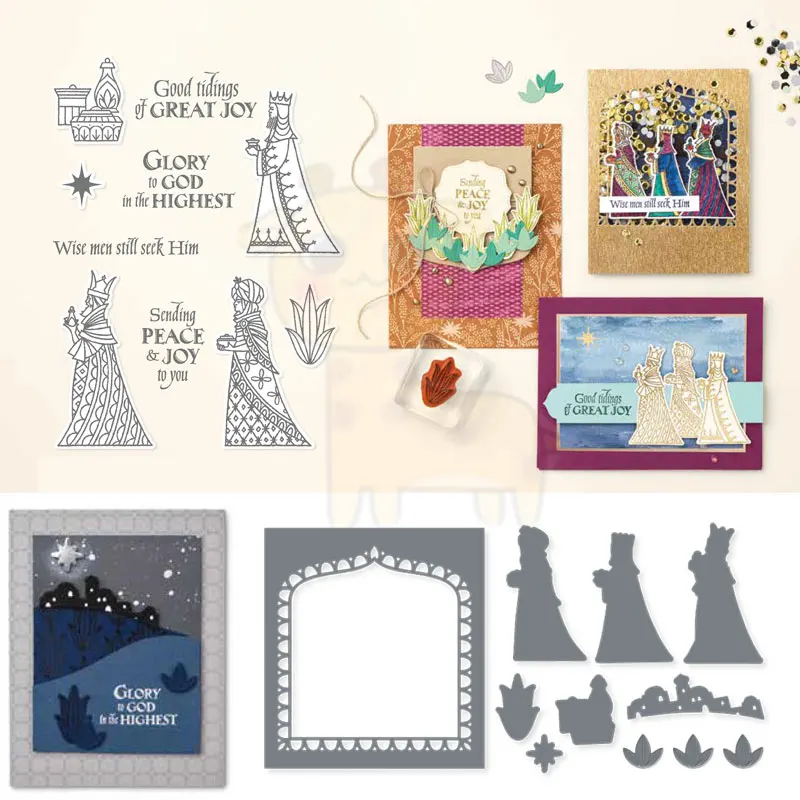 

Great Tidings Metal Cutting Dies Stamp Scrapbook Diary Decoration Embossing Cut Die Template DIY Greeting Card Handmade 2021