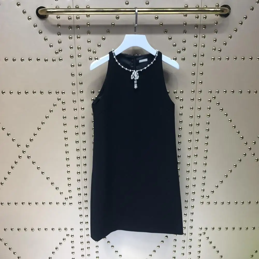 106328 Новое повседневное женское летнее платье из полиэстера черного и белого