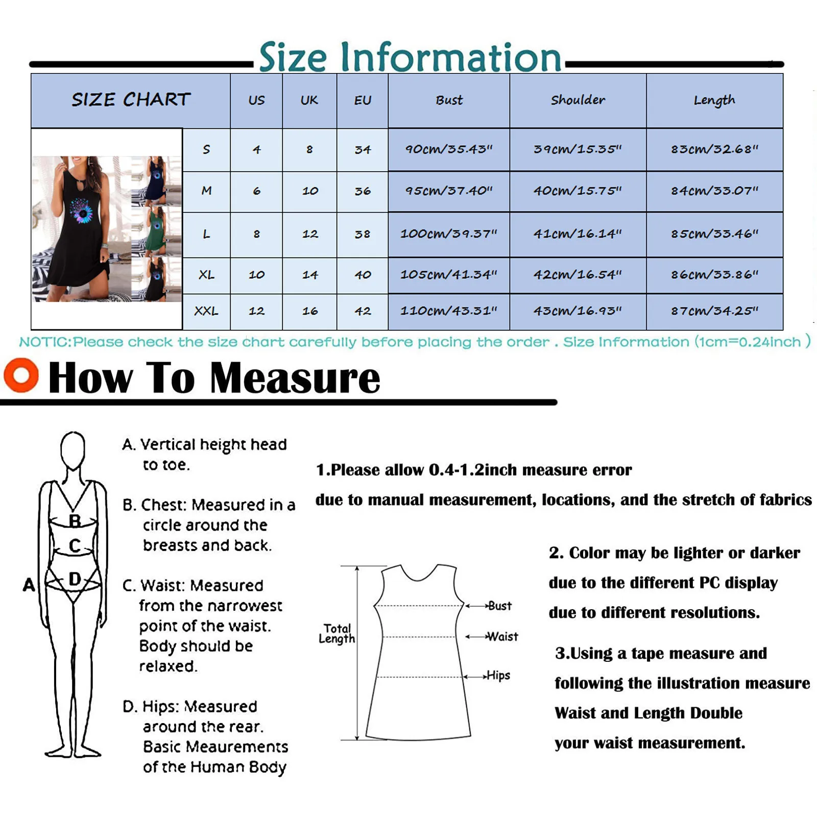 

Women Beach Party casual dress Round Neck Sundress Sleeveless Casual Loose Tank Dress above knee length #t3g